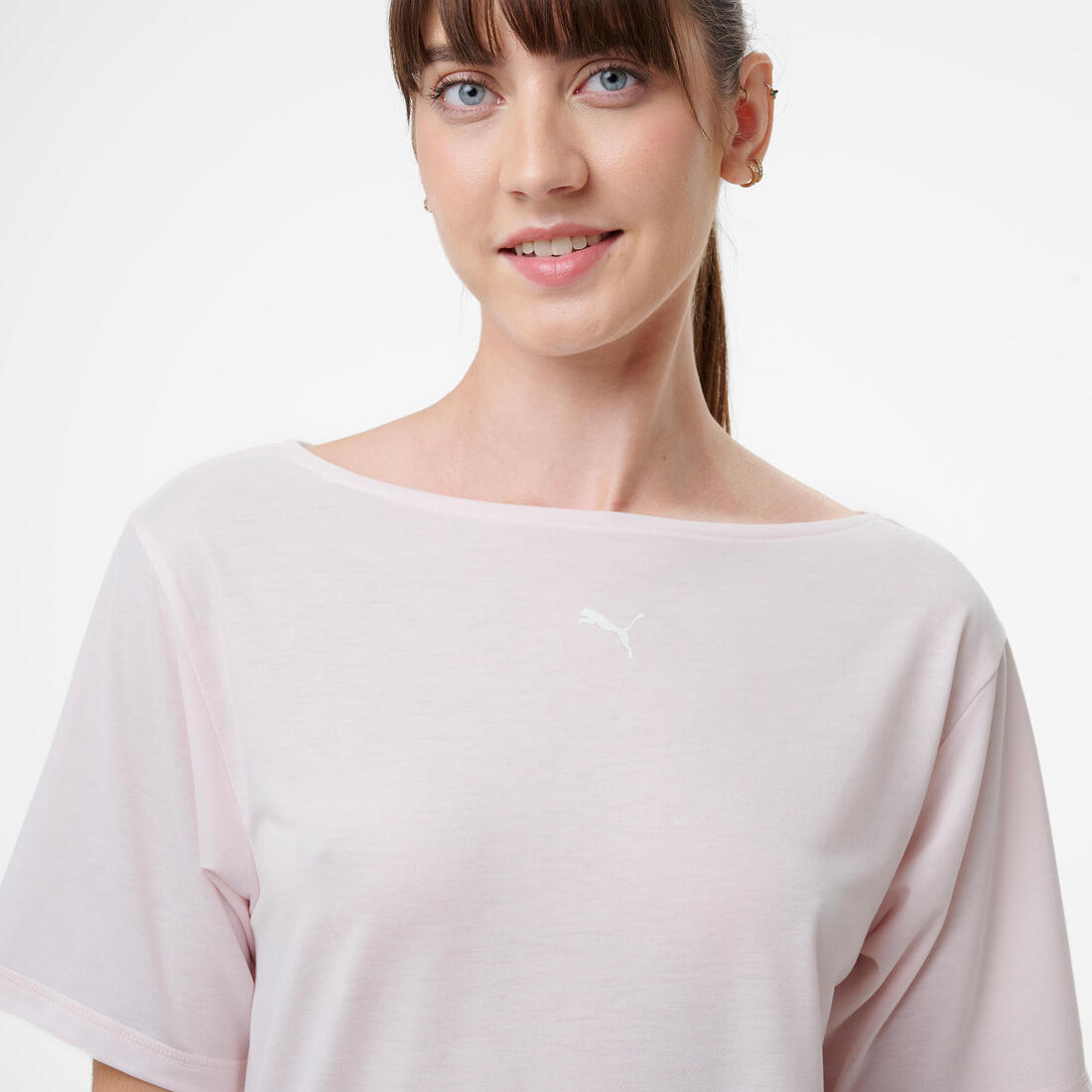 T-shirt ample de fitness femme, rose pâle