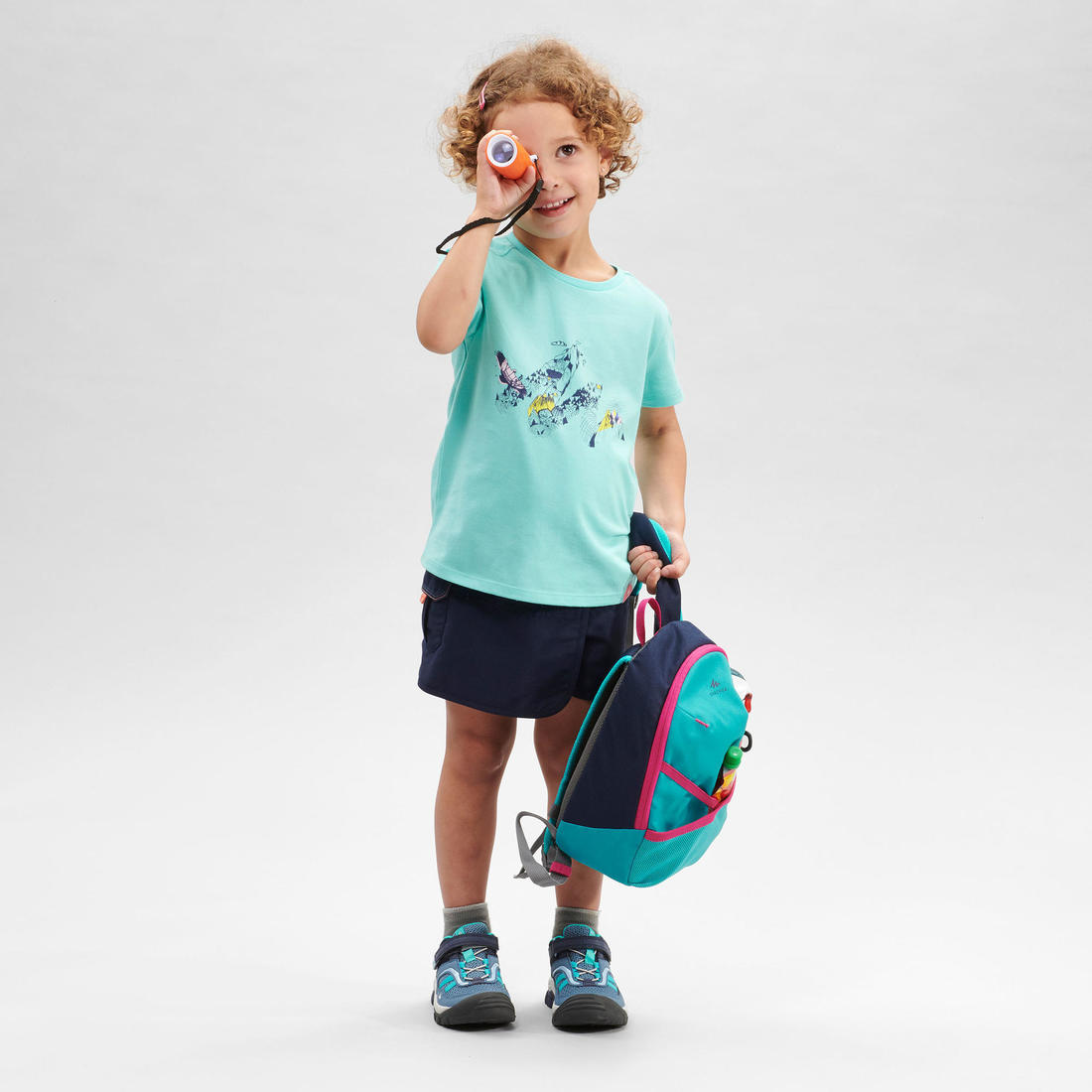 T-shirt de randonnée - MH100 KID rose pâle phosphorescent - enfant 2-6 ANS