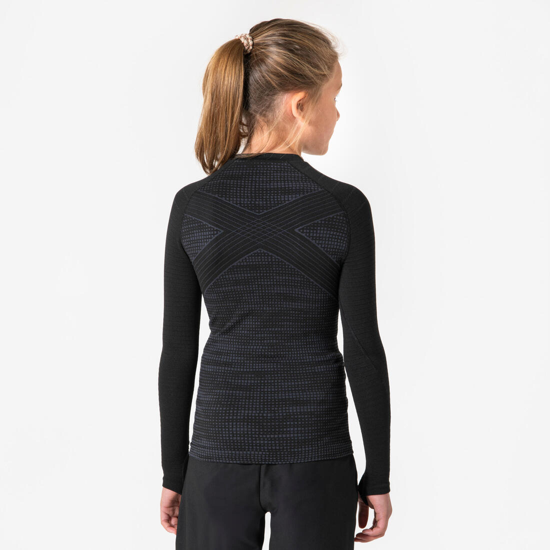Sous-maillot de foot thermique seamless manches longues enfant, Keepdry noir