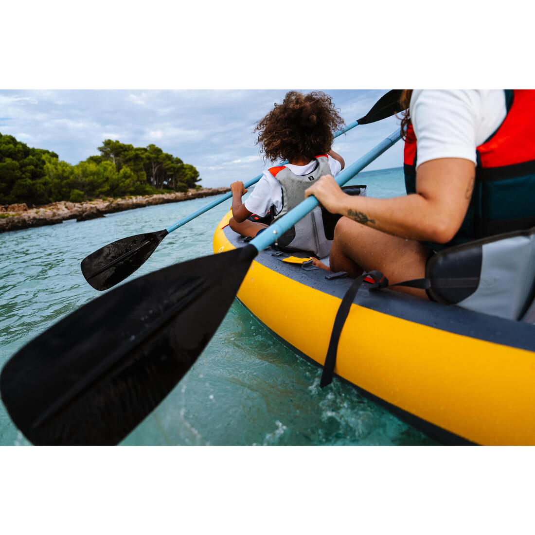 Pagaie de kayak 4P 215 cm - 100 Bleu