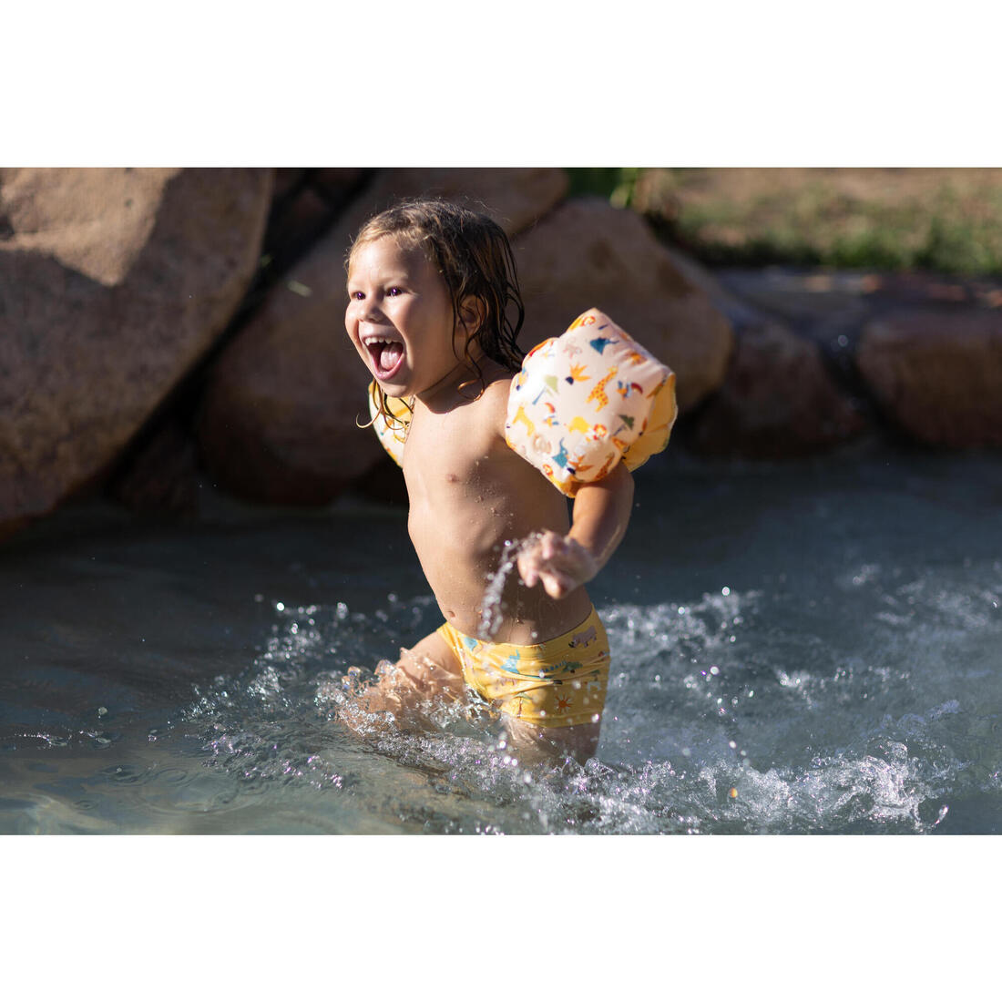 Boxer de bain bébé / enfant bleu imprimé crabes