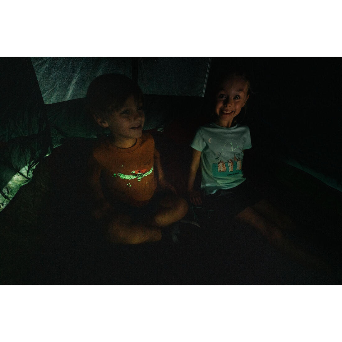 T-shirt de randonnée - MH100 bleu phosphorescent - enfant 2-6 ANS