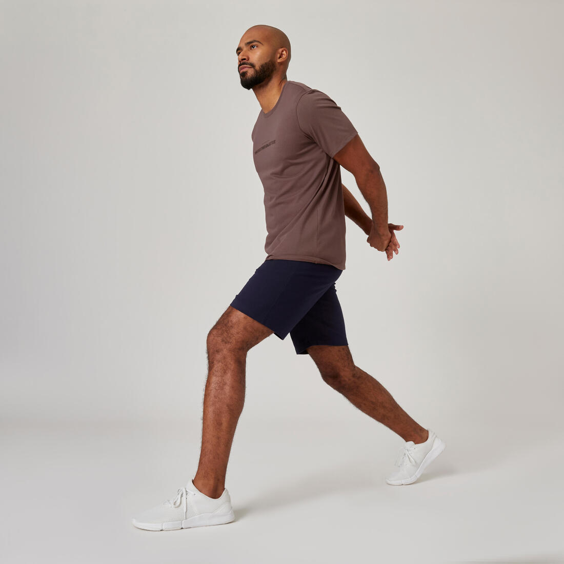 T-shirt fitness manches courtes slim coton col rond homme blanc a imprimé