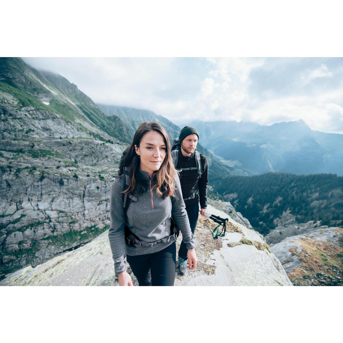 Polaire de randonnée montagne femme, MH100 grise