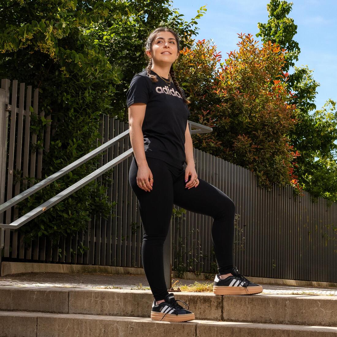 Legging de fitness en coton pour femme, noir