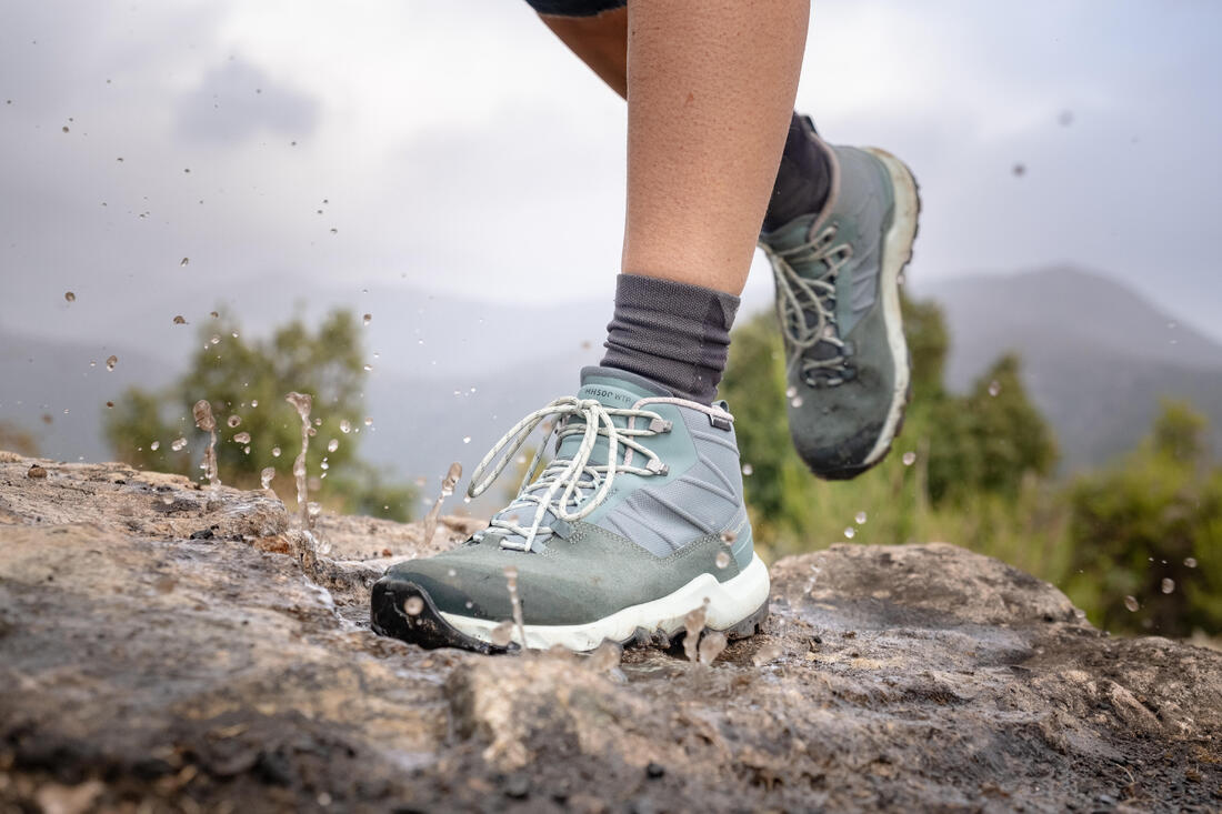Chaussures imperméables de randonnée montagne - mh500 mid - femme