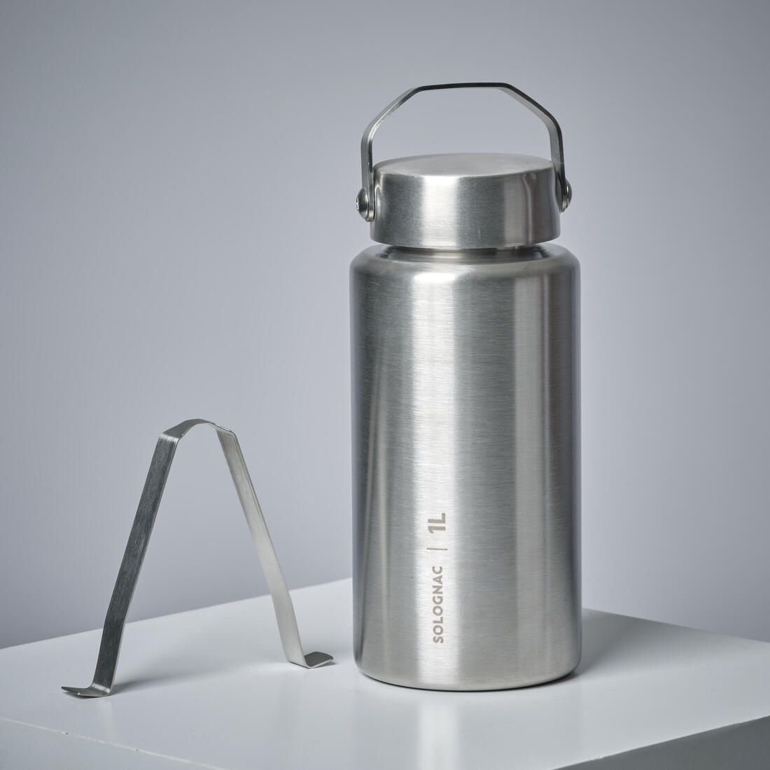 GOURDE Bushcraft bouchon à vis 1L Acier Inoxydable Grise