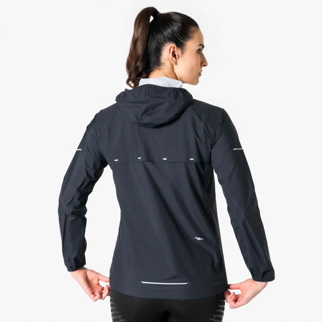 Veste running imperméable Femme, Kiprun Run Rain 900 gris foncé