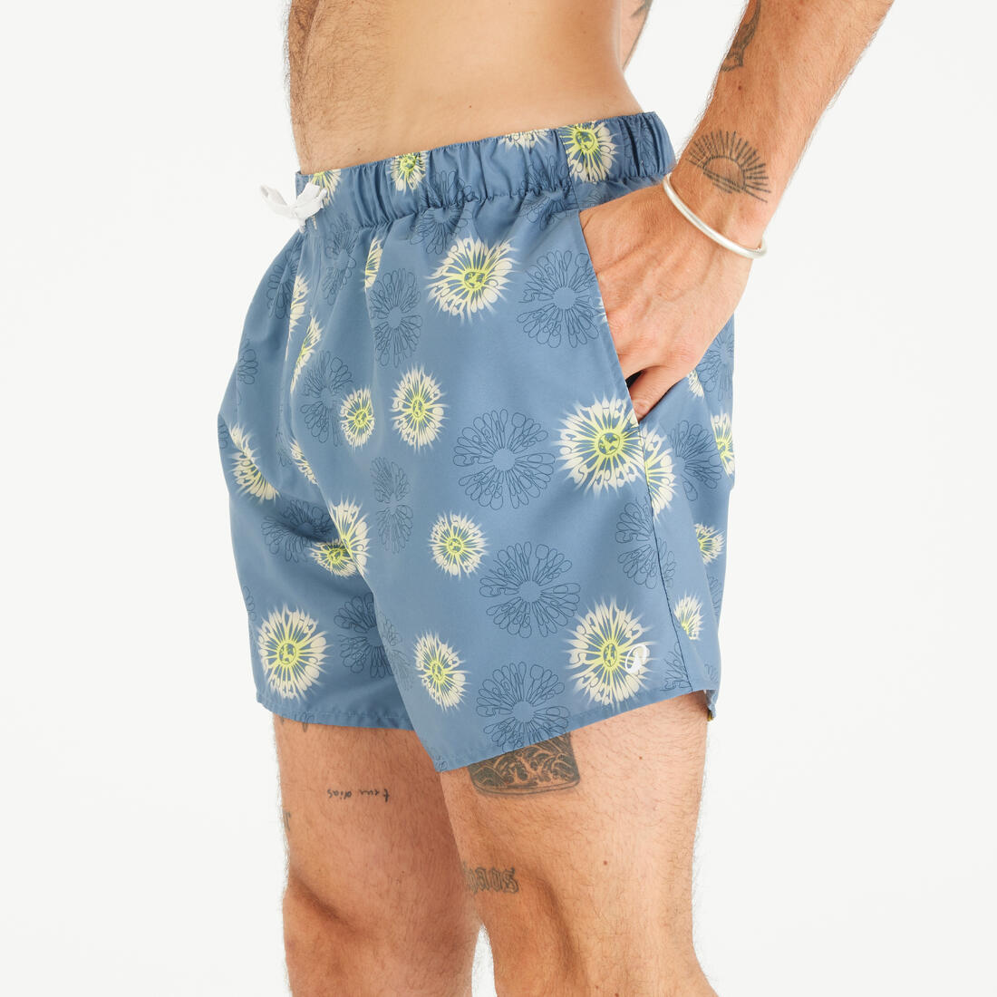 Boardshort surf 100 15" POPSTRIPE BLUE