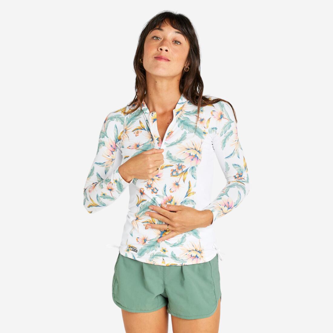 Tee-shirt anti uv surf top 500 manches longues femme parrot