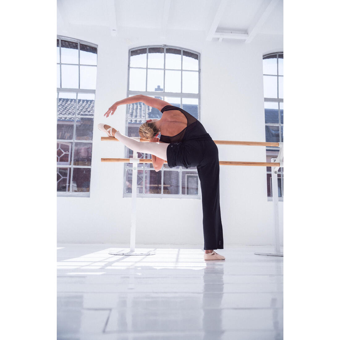 Pantalon de danse moderne fluide et large femme, noir