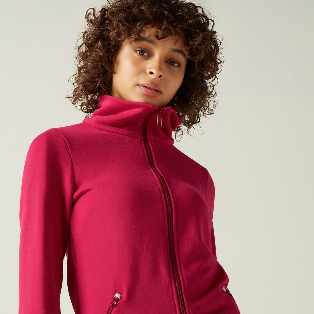 Sweat Zippé col haut Fitness Rose