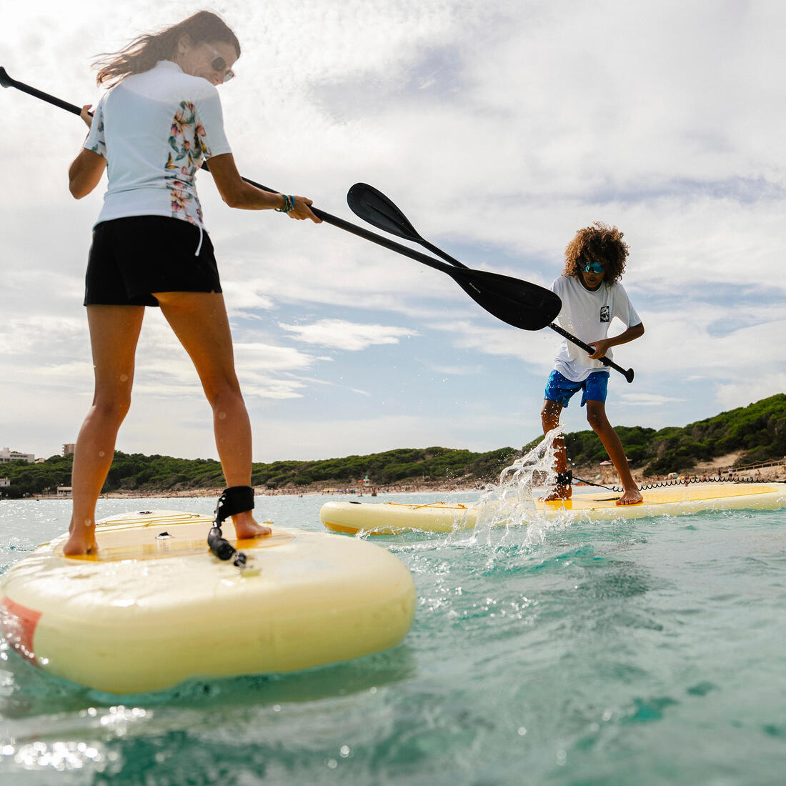Pack Stand up paddle gonflable 9'6, 1 personne (jusqu'à 80kg) - 100 Jaune