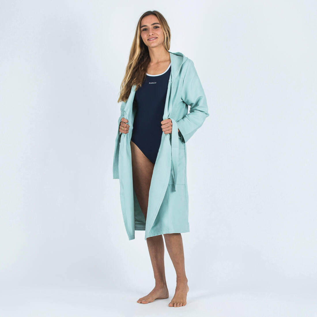 Peignoir de bain à capuche microfibre compact femme