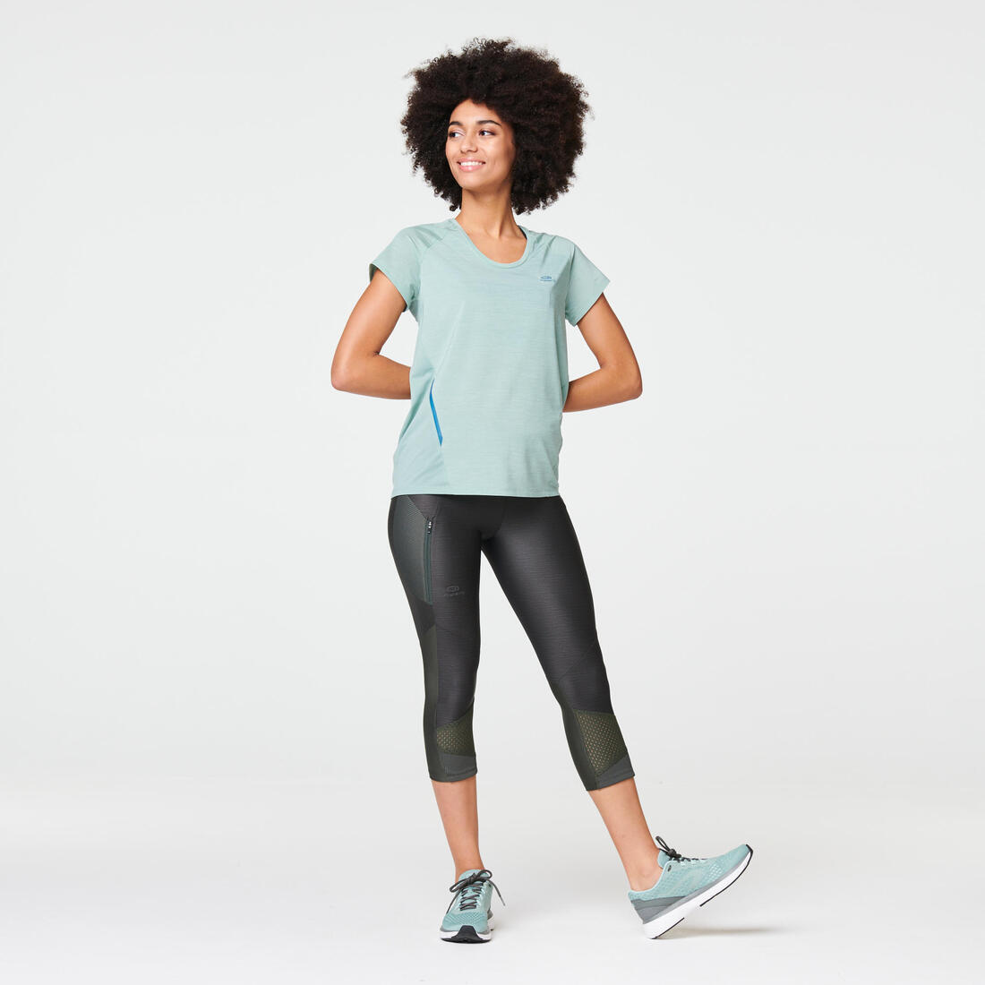 Legging court running respirant femme - Dry+ Feel noir