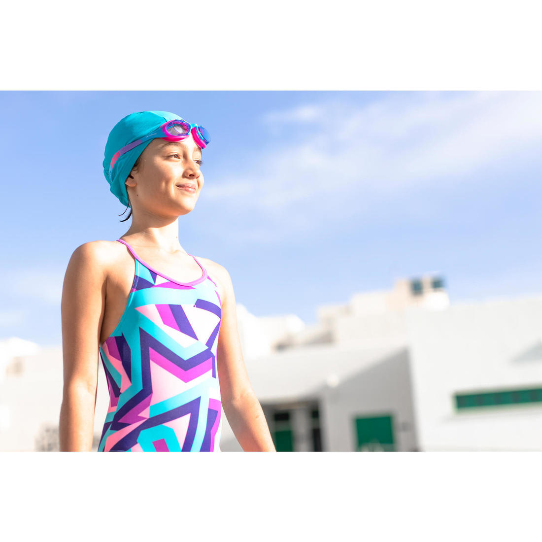 Lunettes de natation Junior - Xbase rose bleu teintées