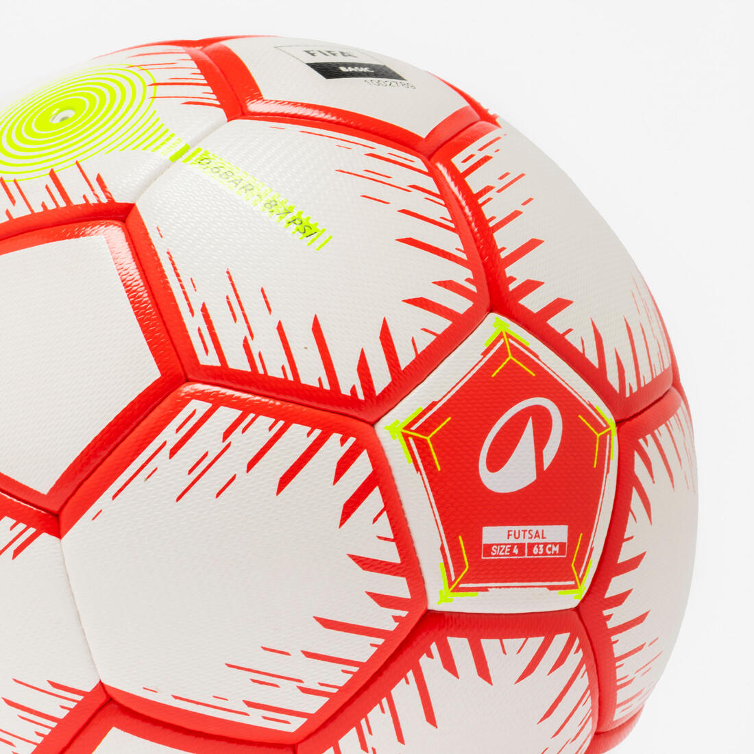 Ballon de futsal hybride taille 4, rouge fluo et blanc