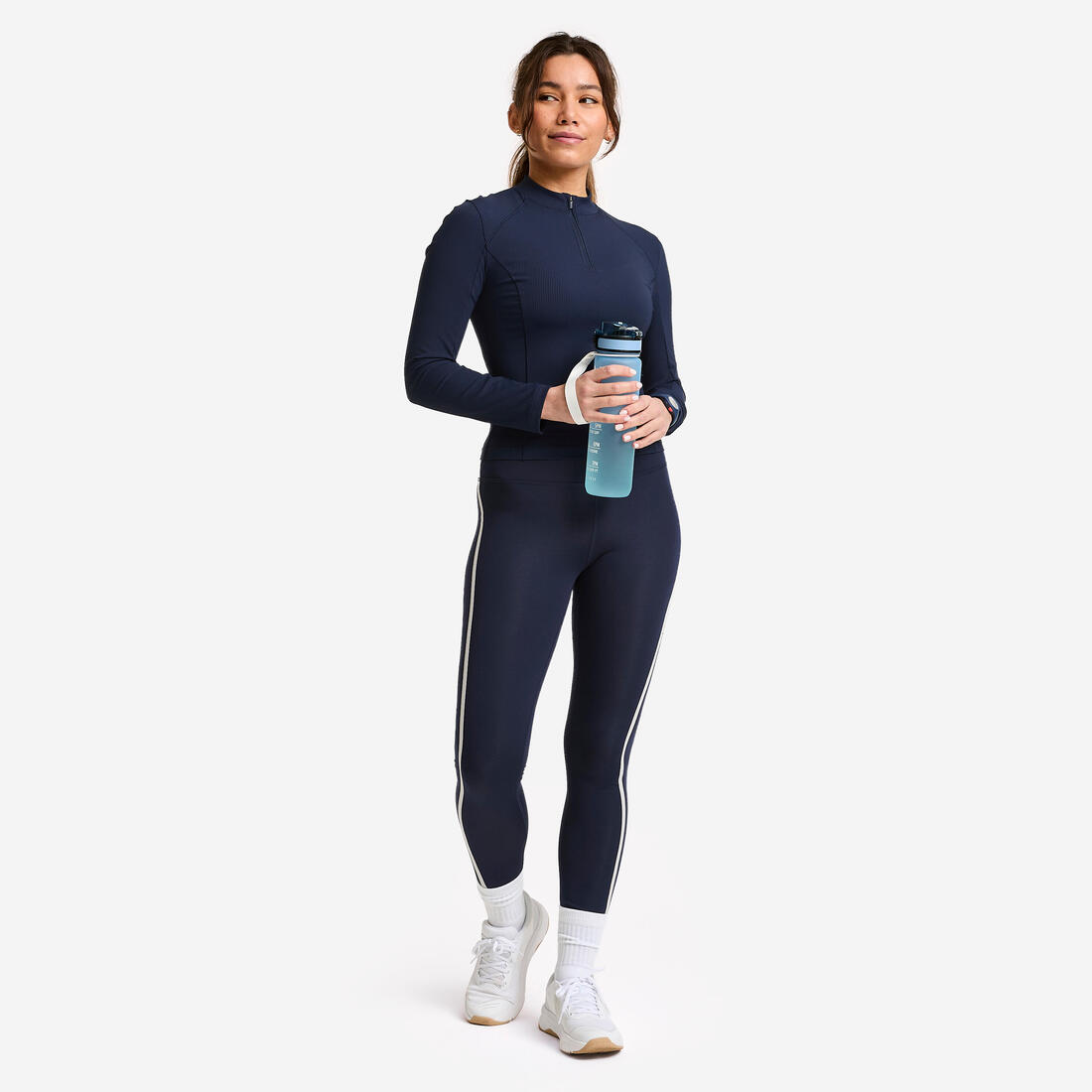 Tee-shirt manches longues demi zip femme foncé