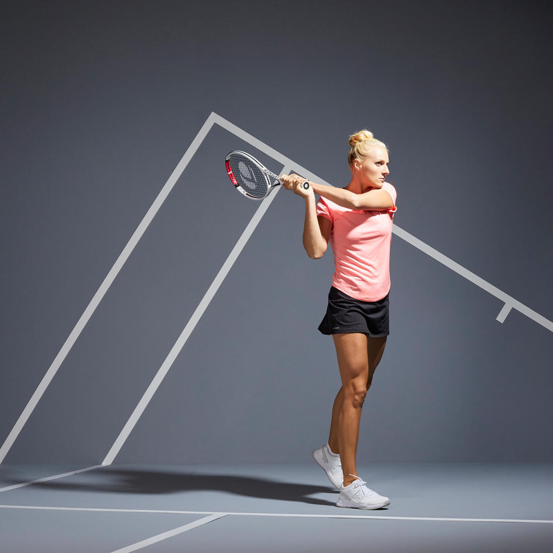 T-Shirt tennis col rond dry femme - Essentiel 100