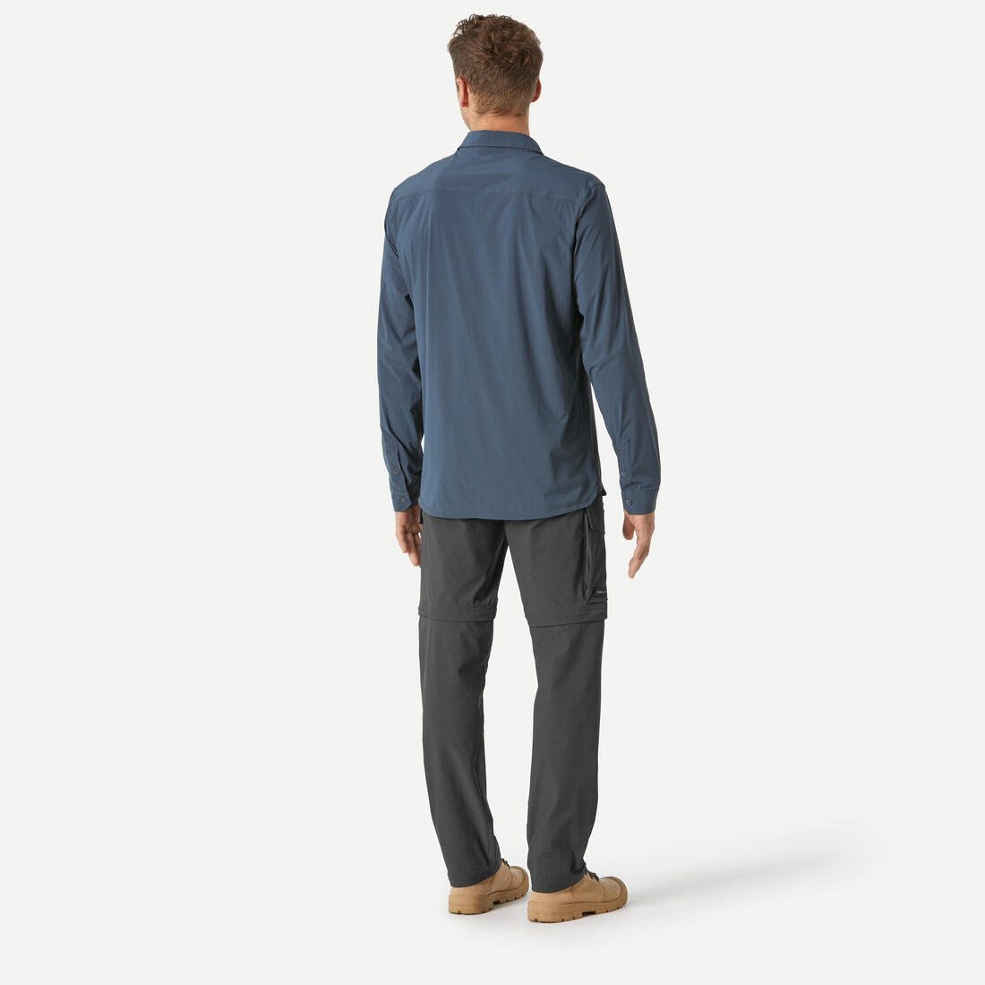 Chemise manches longues de trekking voyage Anti-UV - Travel900 Gris - Homme