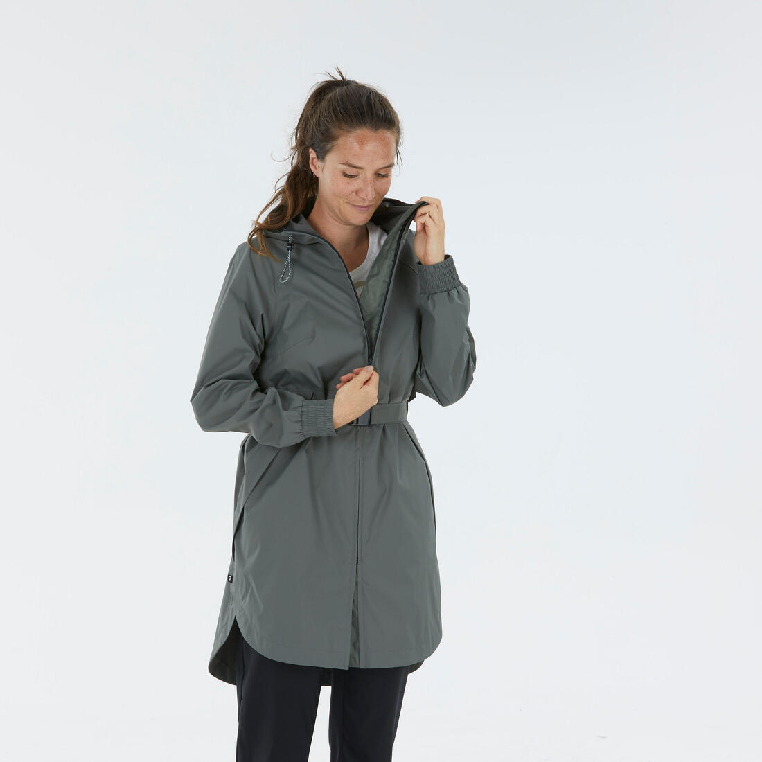 Veste de randonnée imperméable femme, Raincut Longue