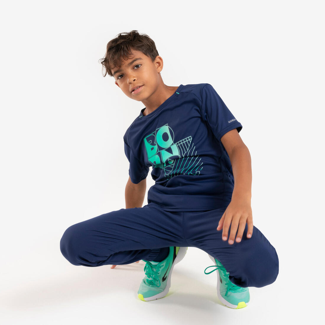 T-shirt de running respirant enfant - kiprun dry+ 500 marine