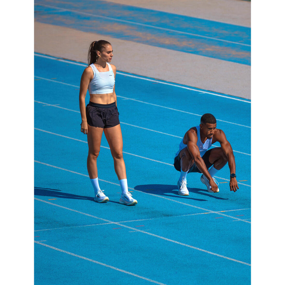 Débardeur de Running Crop top Femme, Kiprun blanc