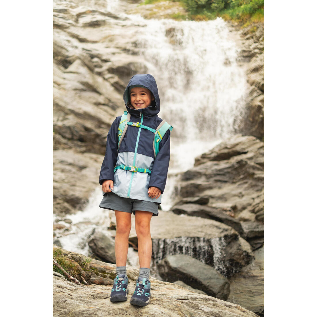 Veste imperméable de randonnée - MH500 violette - enfant 7-15 ans