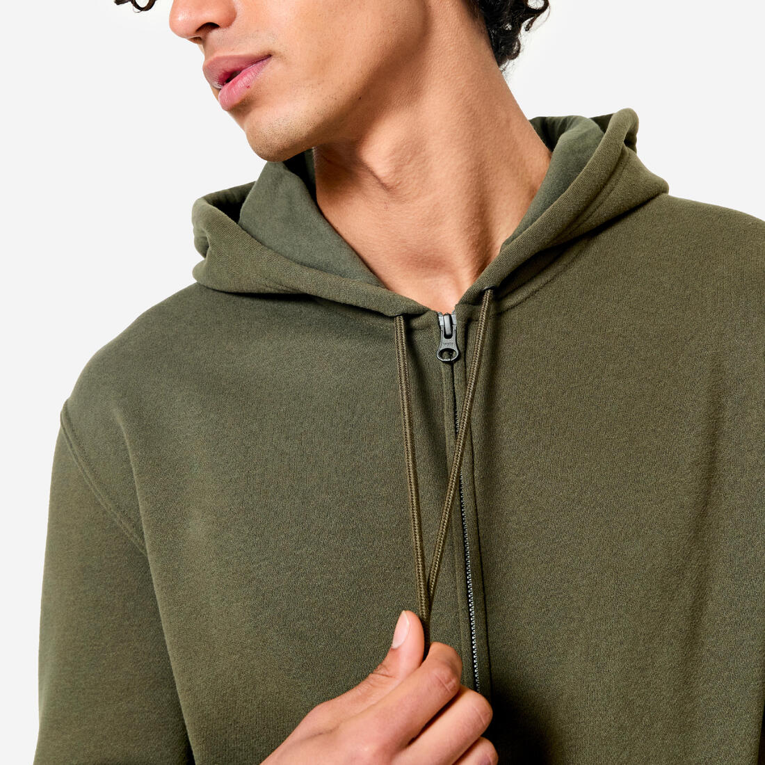 Sweat zippé à capuche de fitness en molleton homme