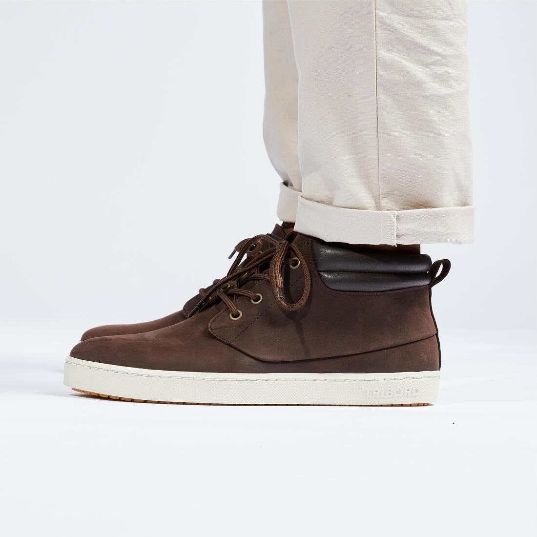 Chaussures bateau homme en cuir imperméable 500 marron foncé