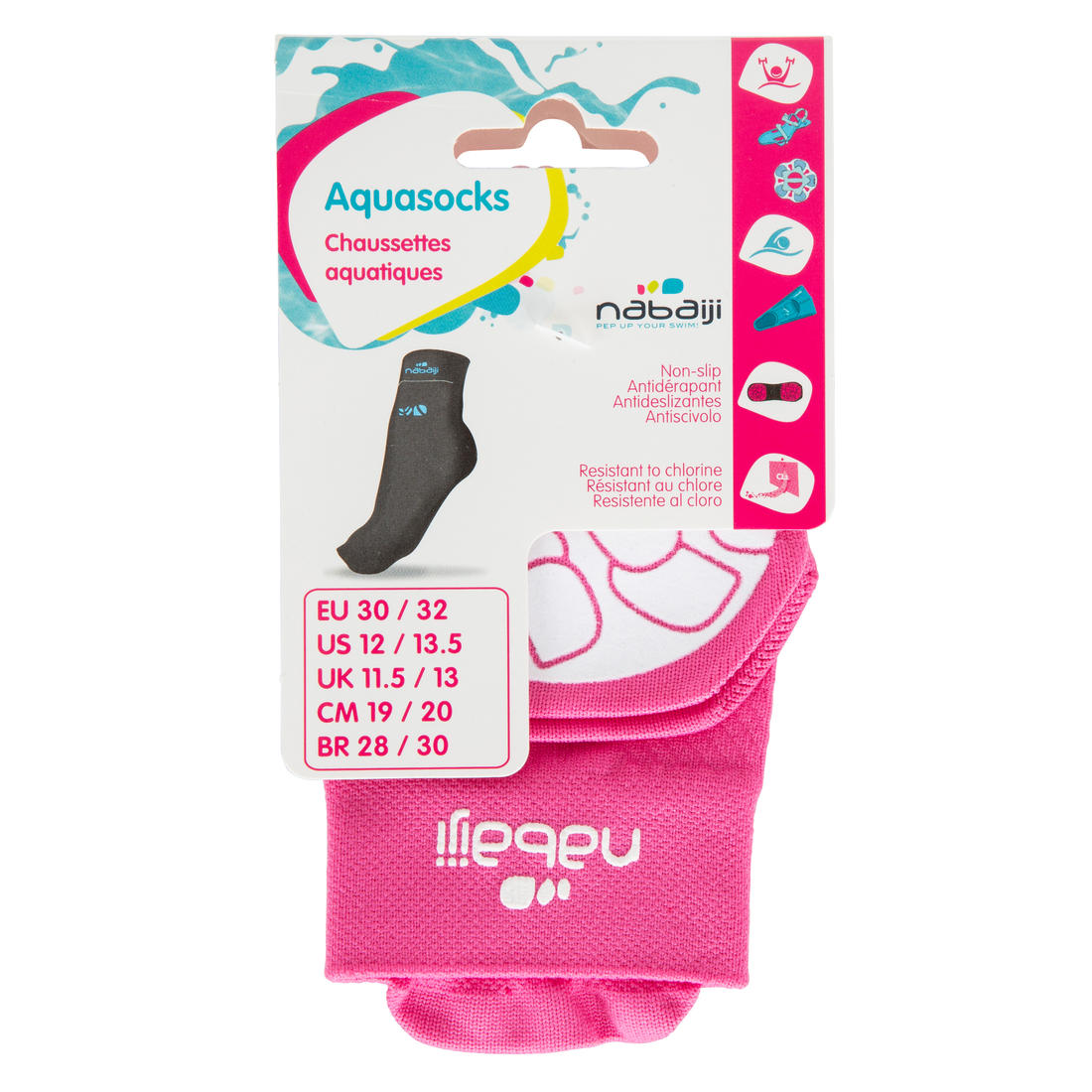 CHAUSSETTES DE NATATION AQUASOCKS ADULTES - NOIRES