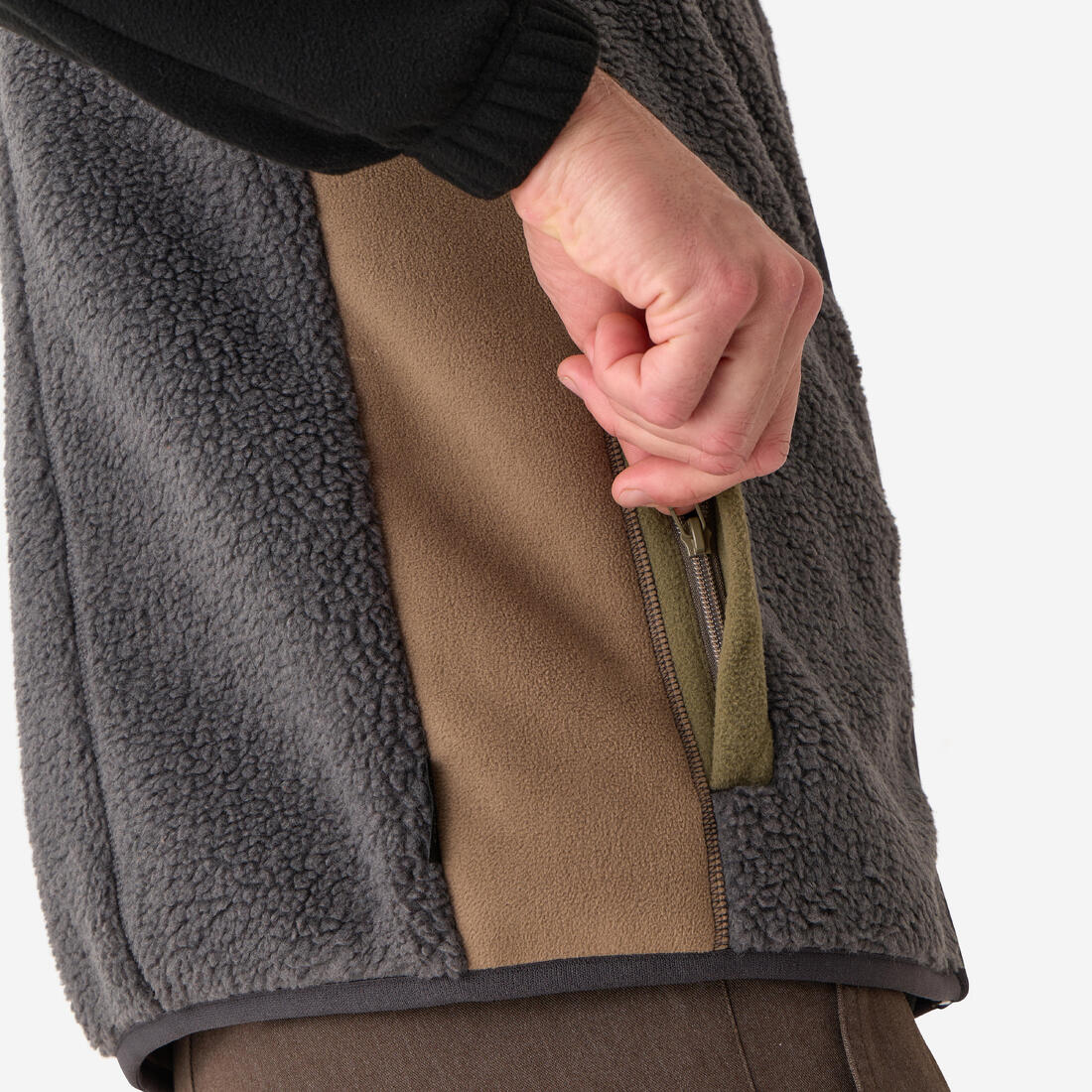 GILET POLAIRE SANS MANCHES MOUTONNE 500 GRIS