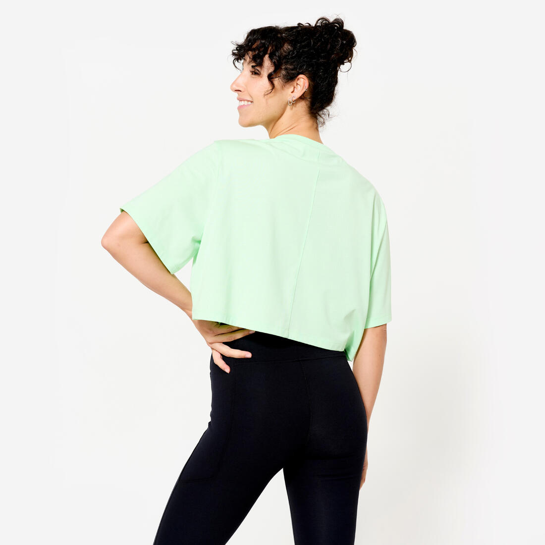T-shirt crop top femme - blanc imprimé Jump