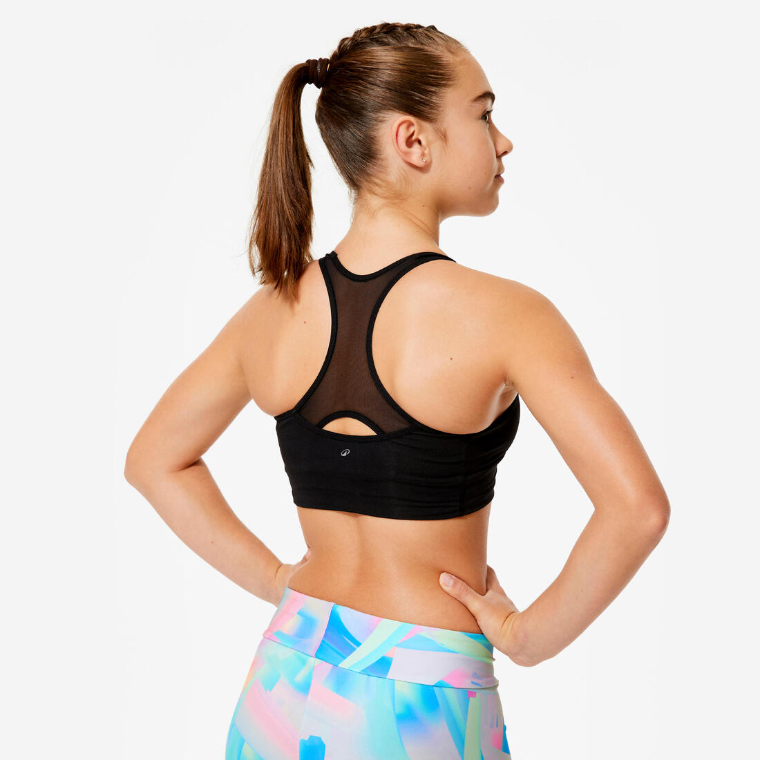 Brassiere gym noire fille 500