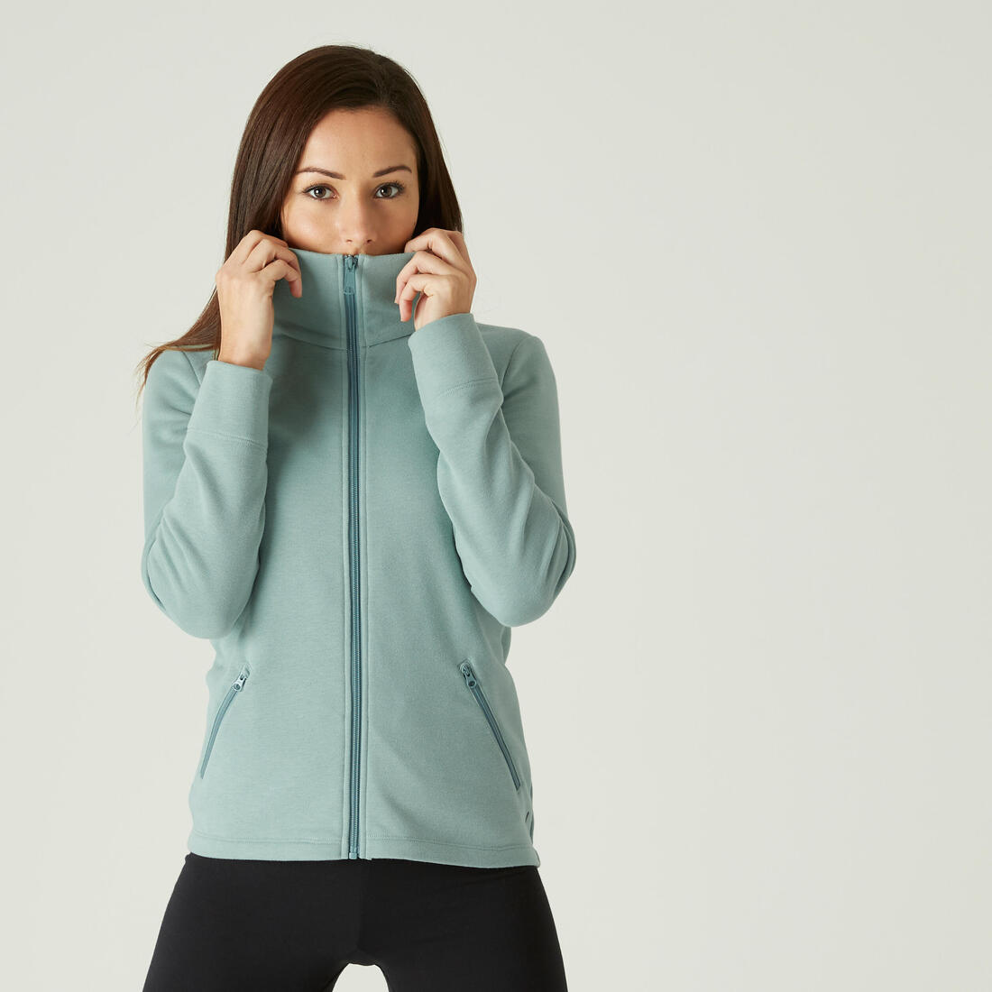 Sweat Zippé col haut Fitness Rose