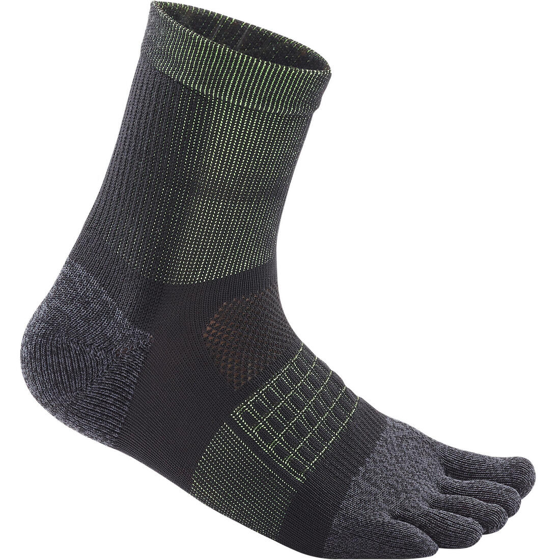 Chaussettes de running 5 doigts noires jaunes