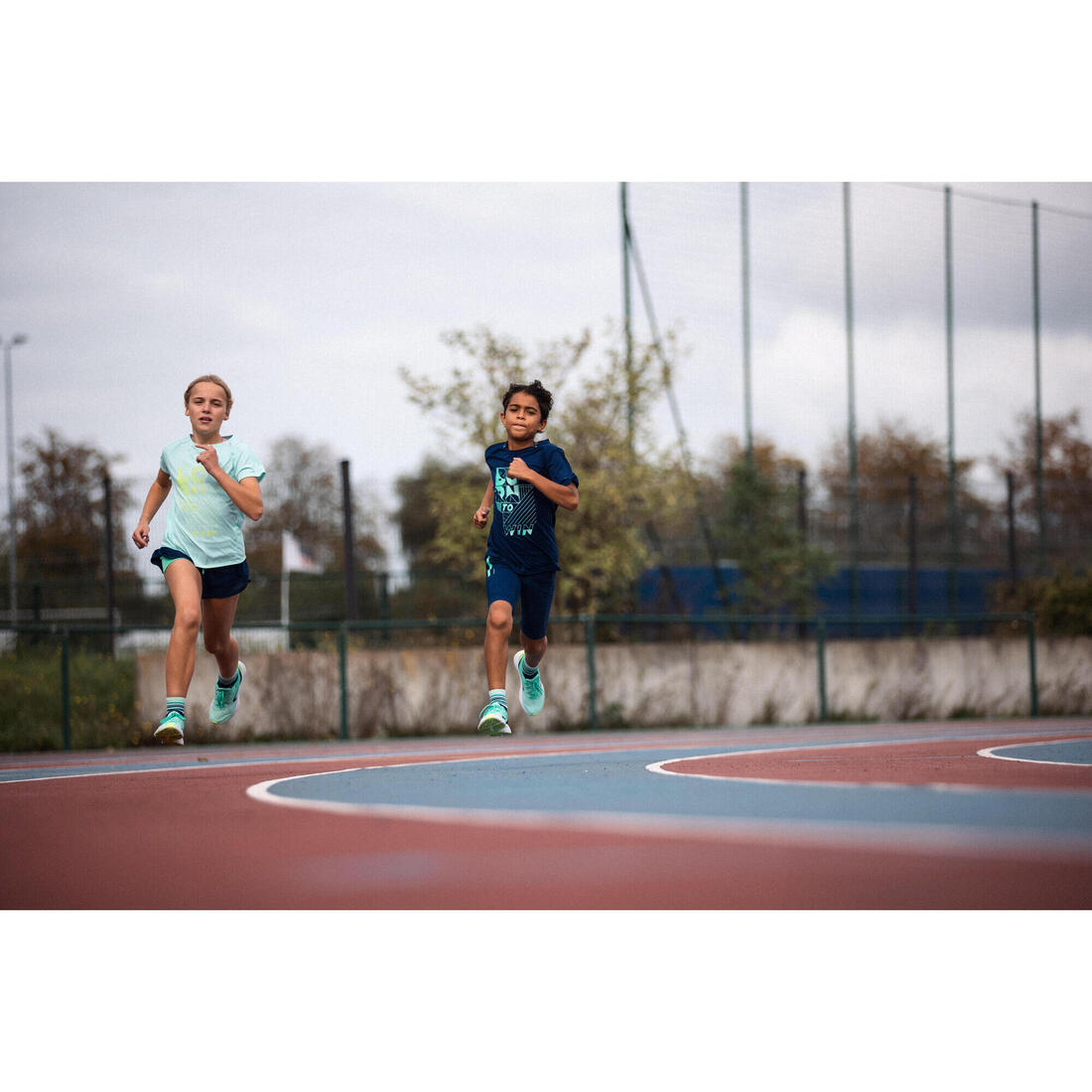 T-shirt de running respirant enfant - kiprun dry+ 500 marine