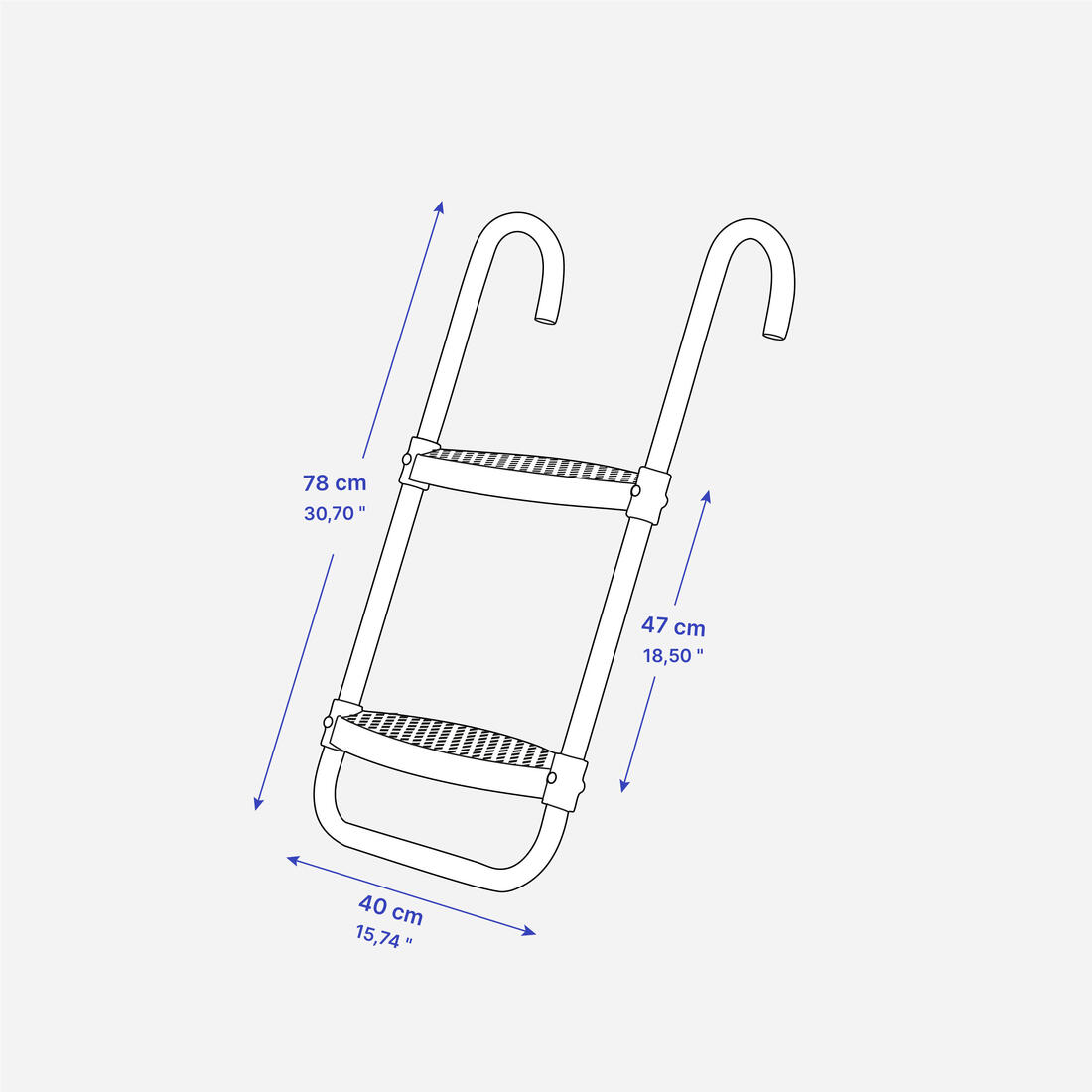 Echelle 2 marches trampolines 240 et 300