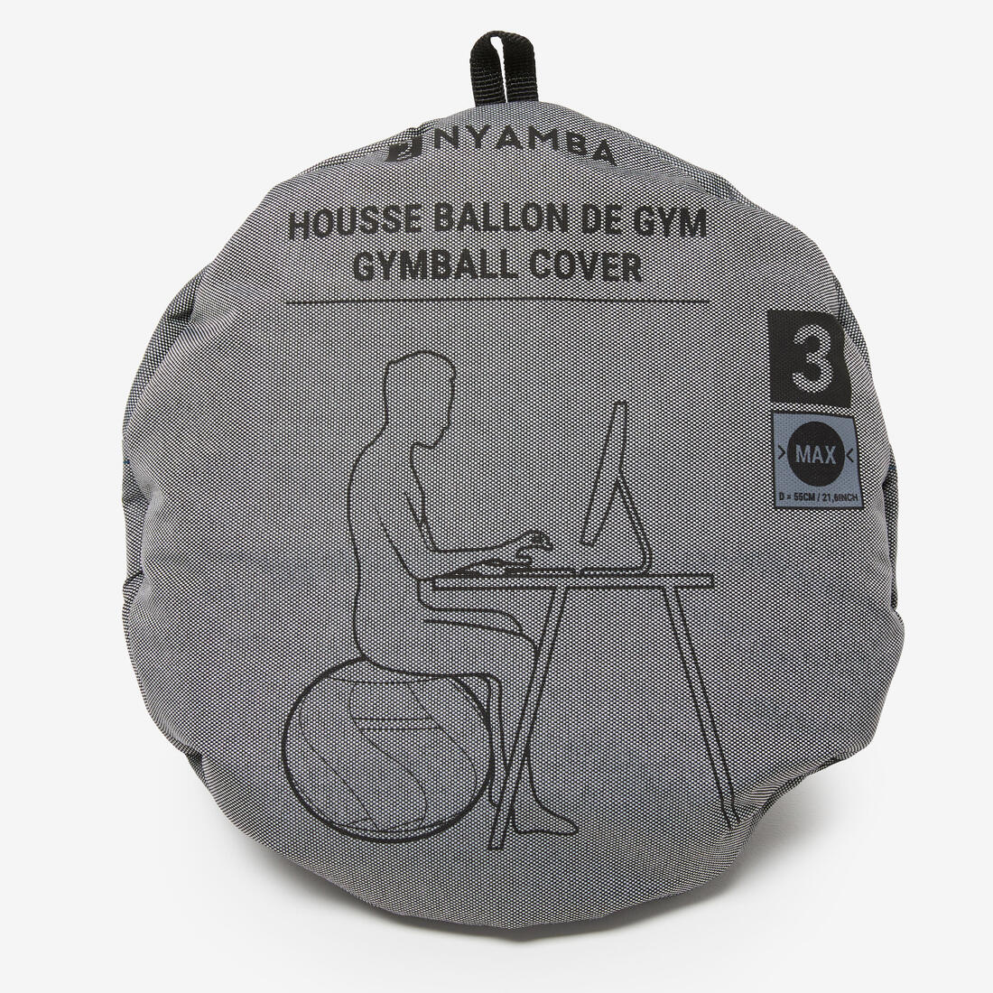 Housse de protection gym ball taille 3 75 cm, gris