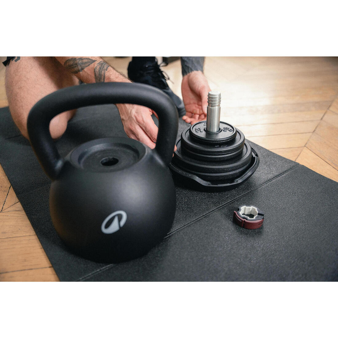 Kettlebell ajustable 12-24kg, base de 12kg, poids additionnels vendus séparément