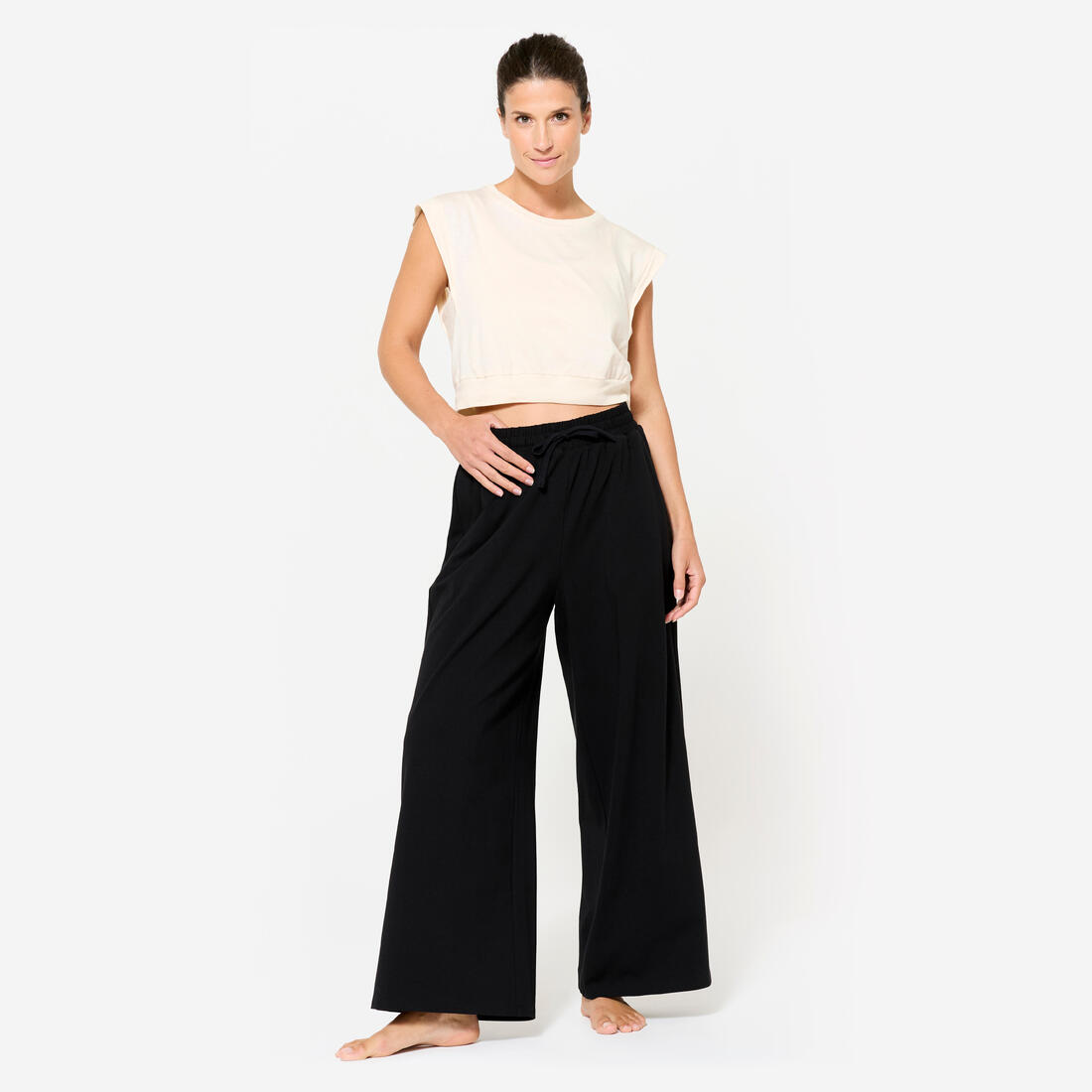 Pantalon de jogging large en coton et extensible femme