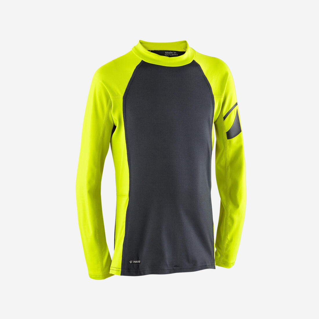 Tee shirt anti uv manches longues garçon, 500 vert et gris