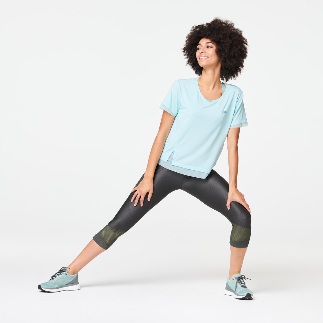 Legging court running respirant femme - Dry+ Feel noir