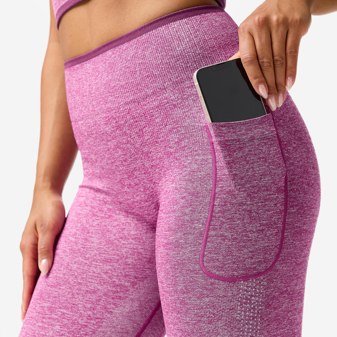 Legging de musculation sans couture femme, gris et