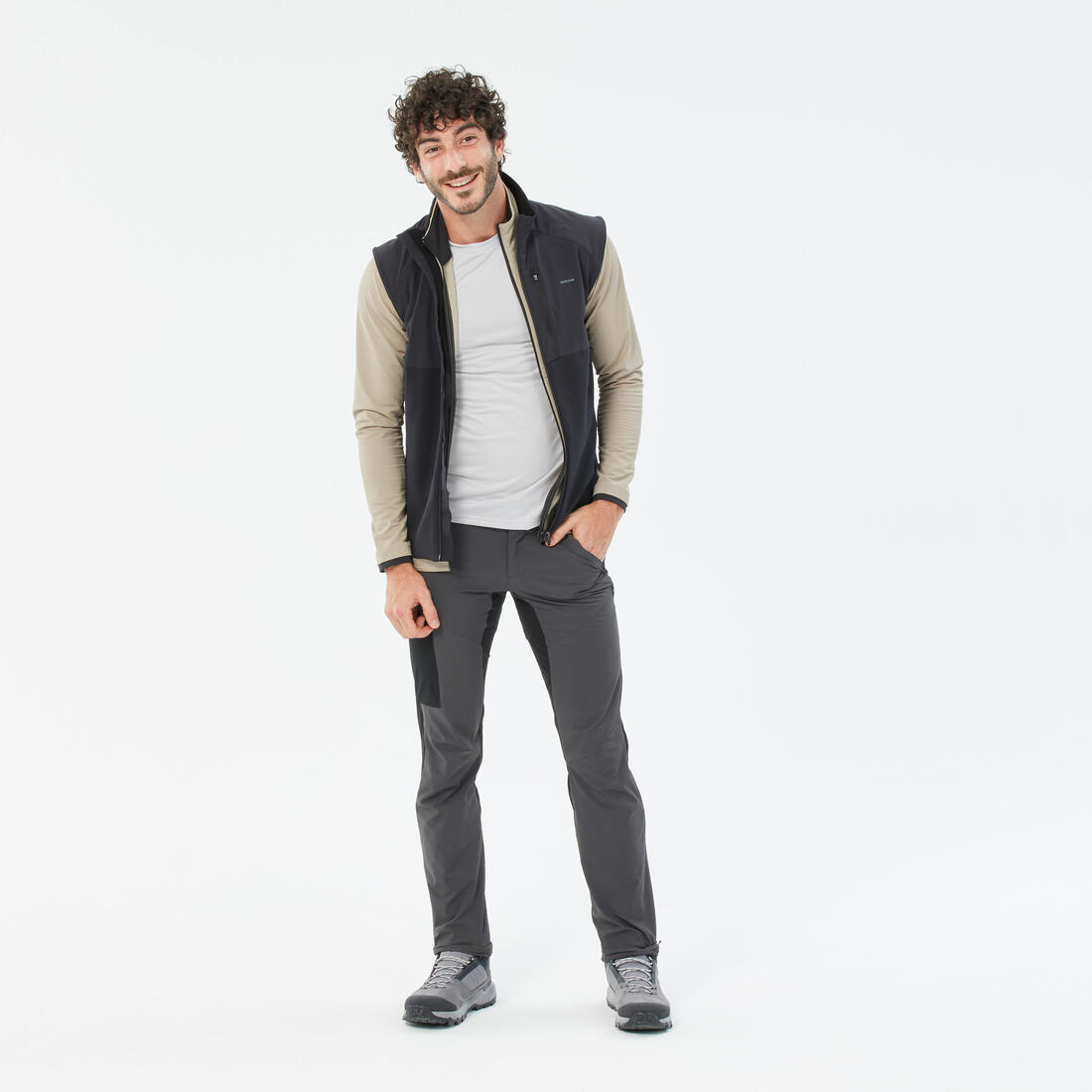 Gilet polaire de randonnée chaud homme, MH500 noir