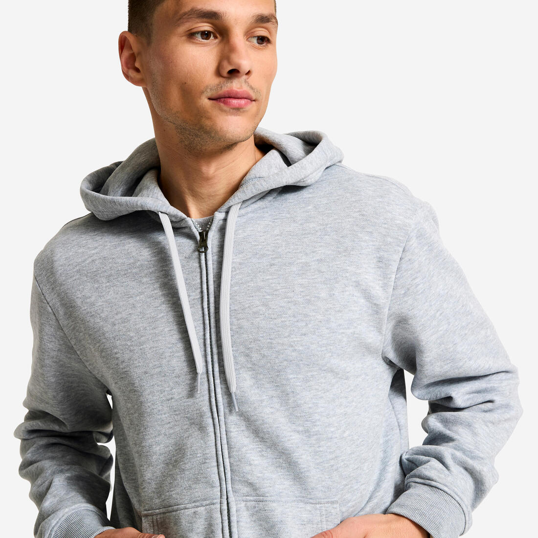 Sweat de sport zippé à capuche chaud homme, bleu foncé