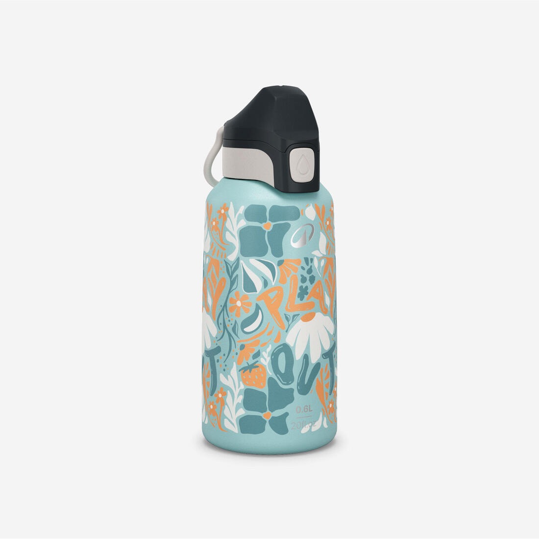 Gourde inox enfant 0,6L avec bouchon instantané, composée à 75% d'acier recyclé
