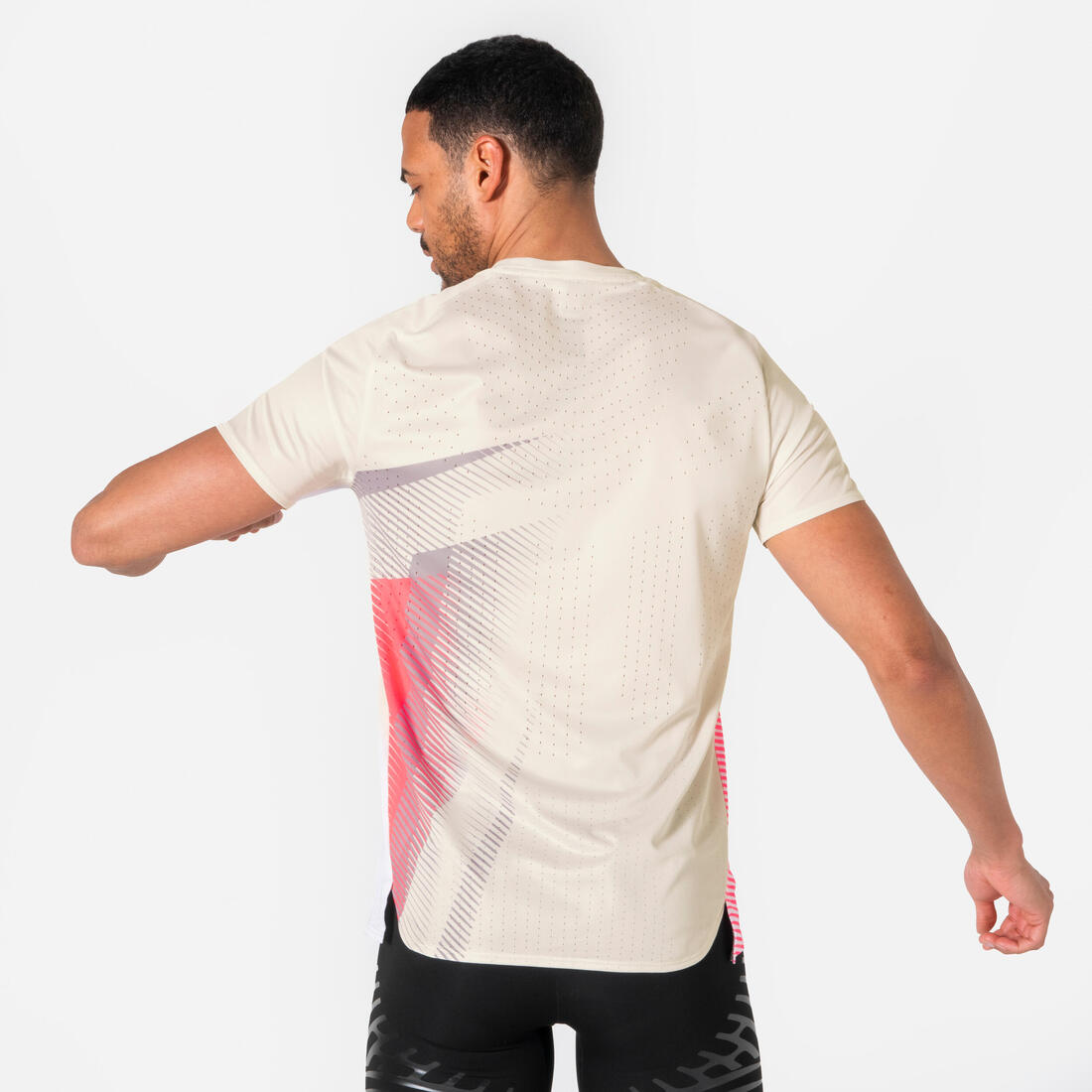 T-shirt de running Homme, Kiprun PROTEAM beige rose