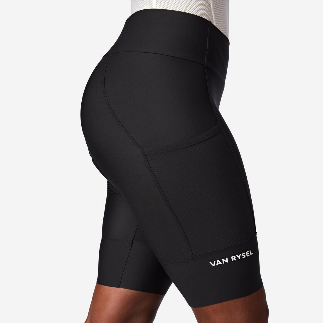 Cuissard court de vélo de route sans bretelles femme endurance, EDR noir