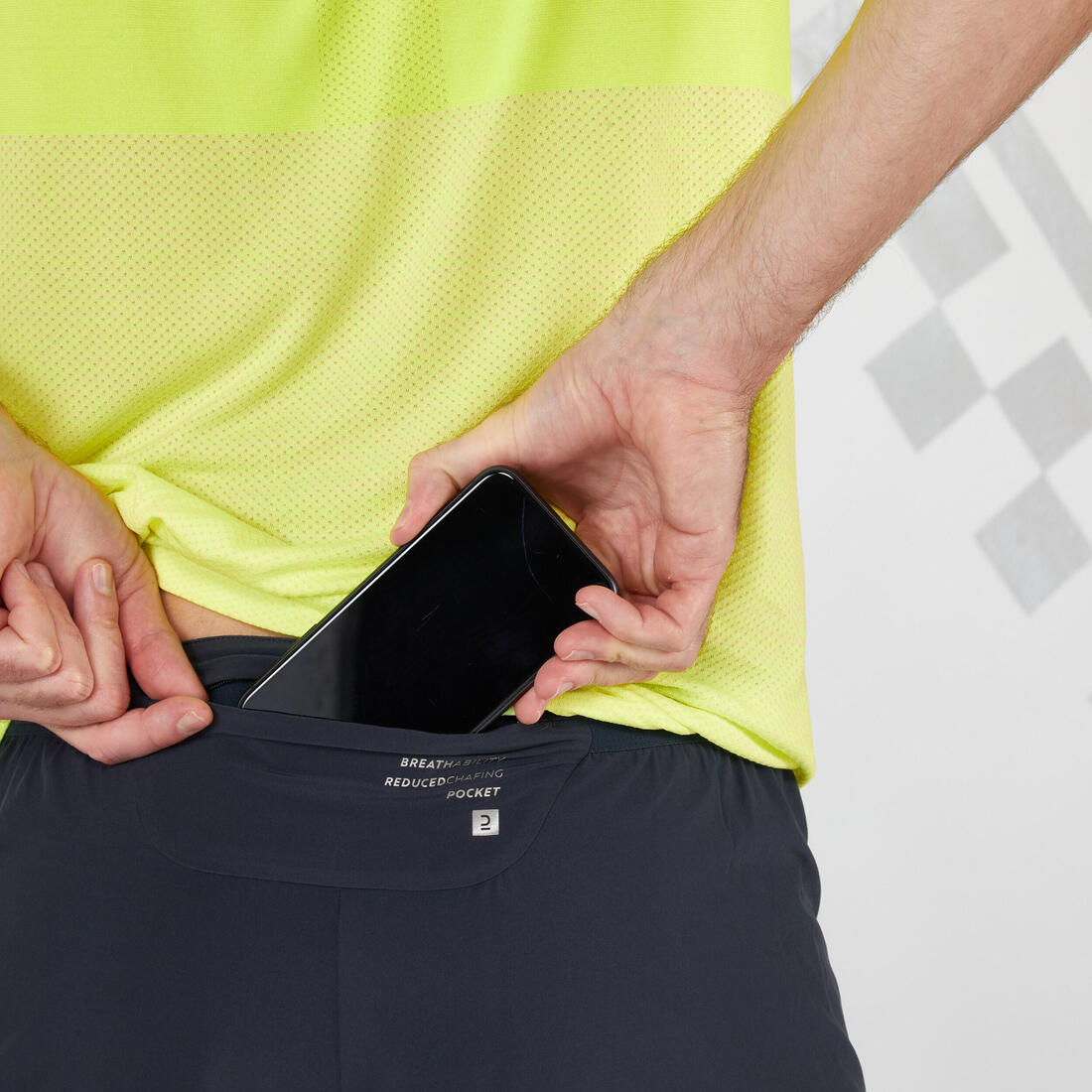 Short 2 en 1 de running Homme - KIPRUN Run 500 Confort Noir